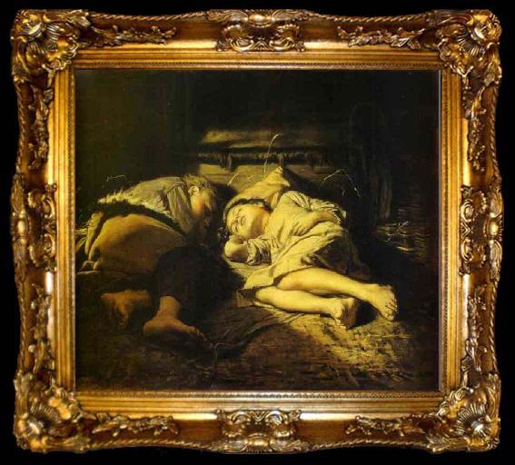 framed  Vasily Perov Sleeping children, ta009-2